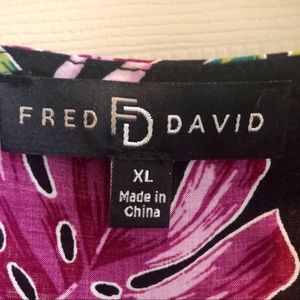 Fred David Tops - Tropical Floral and Striped Top Fred David Tops - Tropical Floral and Striped Top